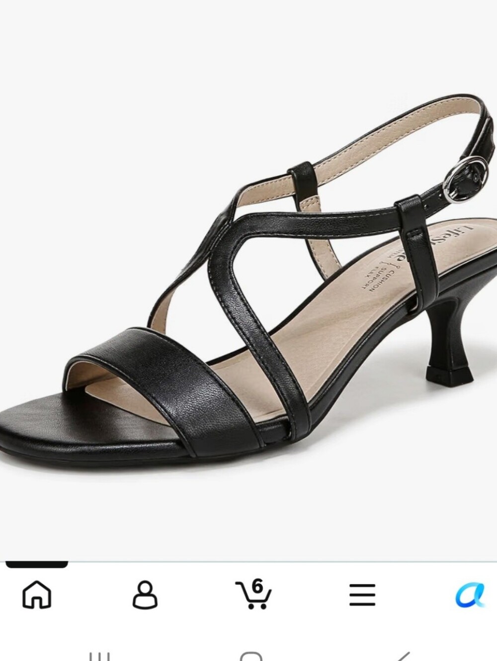 Life Stride Black Strappy Kitten Heel Sandals
